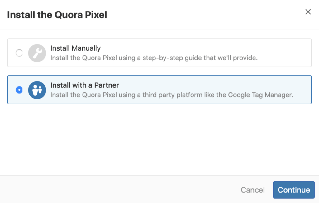 Install Quora Pixel